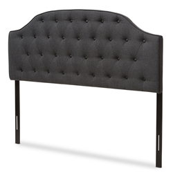 Baxton Studio Windsor Modern and Contemporary Dark Grey Fabric Upholstered Scalloped Buttoned Queen Size Headboard Baxton Studio restaurant furniture, hotel furniture, commercial furniture, wholesale bedroom furniture, wholesale headboards, classic queen bed